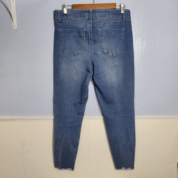 One 5 One 10/30 Light Wash Denim Blue Raw Hem Comfort Waist Skinny Jeans - Picture 3 of 13